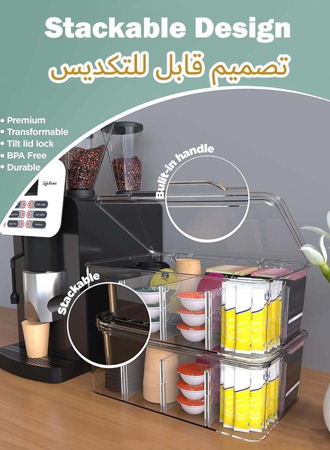 YIM-VIBEHAUS 1Pack Tea Box Tea Bag Organizer, Stackable Tea Bag Storage Organizer with Clear Lid, Tea bag Holder for Counter tops, Kitchen Cabinets, Pantry (Clear) - Image 5