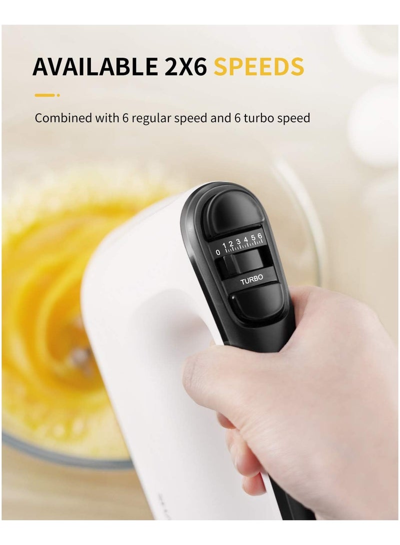 Shardor Hand Mixer Electric Whisk, Anti-Splash 6 Speeds With Turbo Button, Snap-On Storage Case, Easy Eject 5 Stainless Steel Attachments, Whisk For Kitchen Baking - Image 3