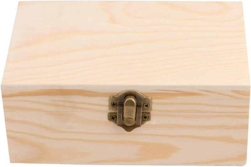 كلاراكو صندوق مجوهرات خشبي غير مكتمل من كلاركو، صندوق خشبي مع غطاء ومشبك قفل، حافظة تخزين يدوية الصنع للمجوهرات، هدية، ديكور مركزي للزفاف (مستطيل) - Image 5