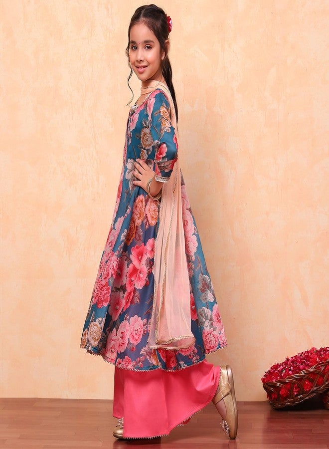 Biba Girl's Cotton Salwar Suit Sets (KW4839EAW24TEAL_Teal_3) - Image 2