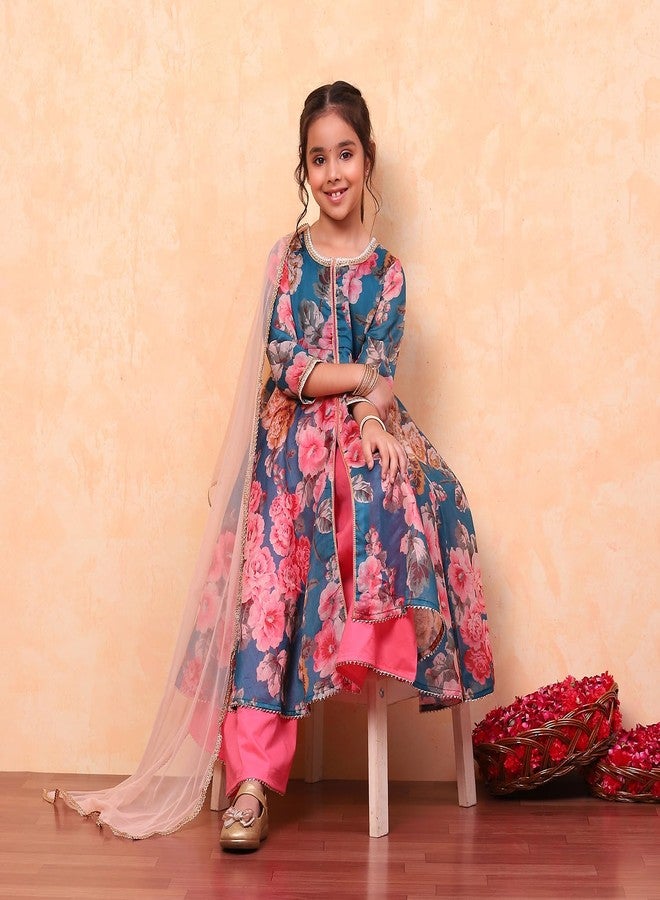 Biba Girl's Cotton Salwar Suit Sets (KW4839EAW24TEAL_Teal_3) - Image 5