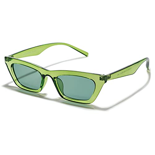 VANLINKER Small Trendy Skinny Cat Eye Sunglasses Women Colorful Y2k Party Shade Green Tinted Lens - Image 1