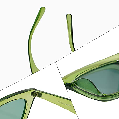 VANLINKER Small Trendy Skinny Cat Eye Sunglasses Women Colorful Y2k Party Shade Green Tinted Lens - Image 4