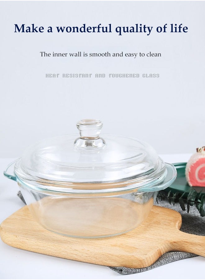 DUNISO Clear Glass Cooking Pot, Covered Glass Stew Pot, With Two Diamond Bowls, Heat Resistant, Easy To Clean, Suitable For Pasta, Soup, Milk  - Image 2