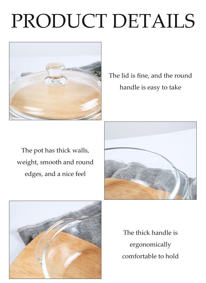 DUNISO - Clear Glass Cooking Pot, Covered Glass Stew Pot, With Two Diamond Bowls, Heat Resistant, Easy To Clean, Suitable For Pasta, Soup, Milk - Image 1
