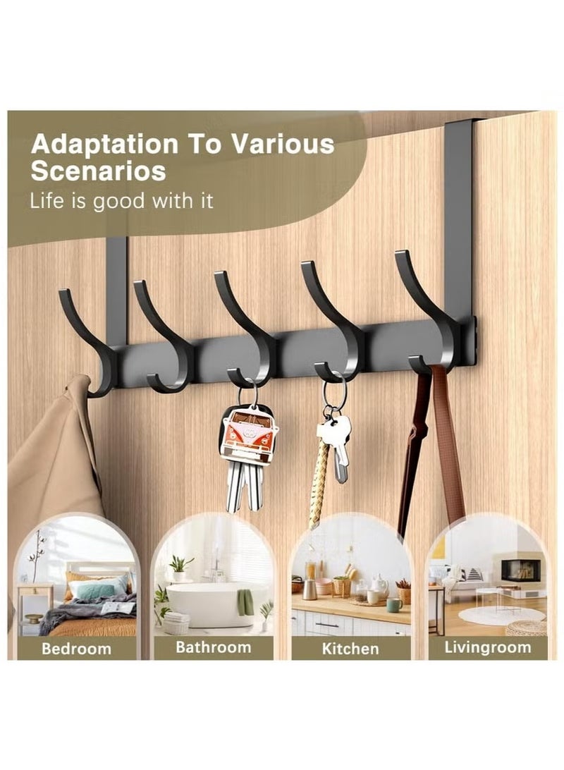 JAKTK Over Door Hook Hanger, Heavy Duty over Door Hanger Rust Resistant - 10Hooks, Space Saving over Door Organizer Rack for Hanging Coat, Towel, Bag, Robe, (Black) - Image 2