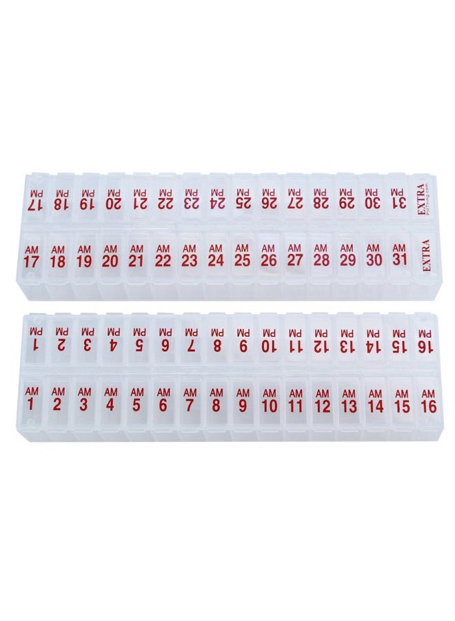 pill thing Twice-a-Day Monthly Large Organizer Set - AM /PM Medication Organizer for The Entire Month Box Set Contains 2 Organizers for 1 Month. *New Stay-Tight LIDS. BPA Free - Image 1