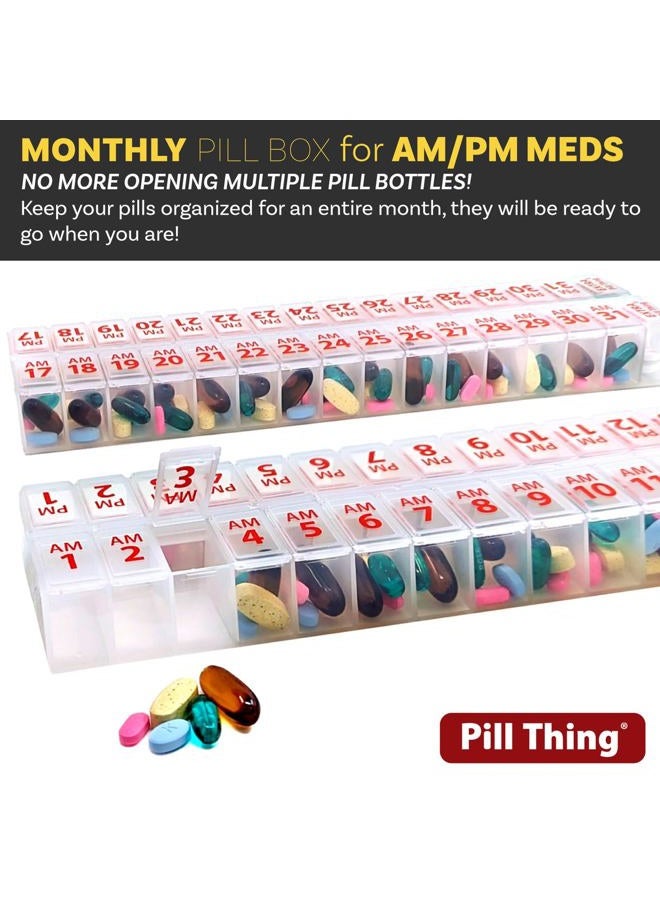 pill thing Twice-a-Day Monthly Large Organizer Set - AM /PM Medication Organizer for The Entire Month Box Set Contains 2 Organizers for 1 Month. *New Stay-Tight LIDS. BPA Free - Image 4