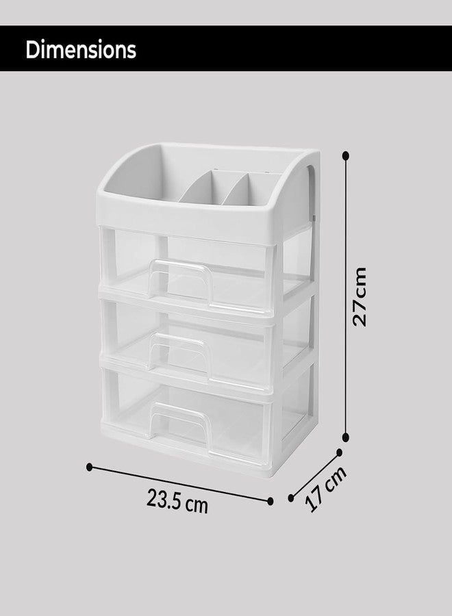 MODUX Makeup Organiser & Storage Box with Drawers, 3-Tier Vertical Cosmetic Organizer Stand for Dressing Table, Multi-Compartment Skincare & Vanity Storage Holder, Space Saving Design - Image 2