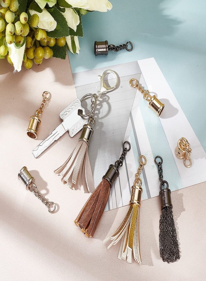 CHGCRAFT 24 Pcs 3 Colors Tassel Cord End Cap with Screw and Chain, 1 inch Leather Tassel Alloy Glue in Cord for Bag Ornament DIY Bracelet Necklace Crafts Jewelry Making - Image 5