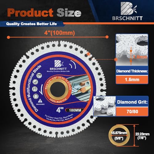 BRSCHNITT Indestructible Disc for Grinder 4inch 2pcs-7/8 Arbor Multifunctional Cutting Discs for Smooth Cutting, Chamfering, Grinding Materials - Image 2