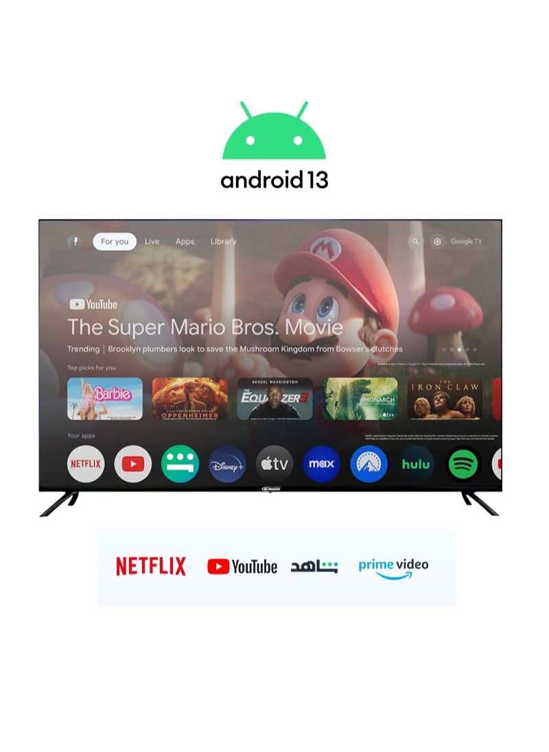 GENERAL CLASS General Class 50-Inch Frameless Smart LED TV with Android 13, 8GB Storage + 1.5GB RAM, Ultra HD 4K Resolution, 2 USB Ports, 3 HDMI Ports, 2 x 8-Watt Speakers, Access to Netflix, YouTube, Shahid, Prime Video - Model 50US8000  - Image 4