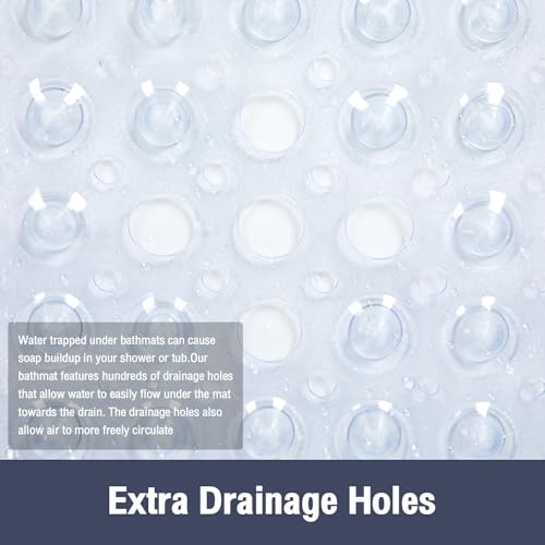 Naoloture Clear Square Shower Mat Bathtub Mat Non Slip 21x21 Inch, Square Bath Mat for Inside Shower Tub, Shower Stall Mats for Bathroom Floor, Big Suction Cups Drain Hole, Easy Washable, BPA-Free - Image 5