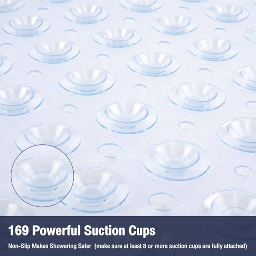 Naoloture Clear Square Shower Mat Bathtub Mat Non Slip 21x21 Inch, Square Bath Mat for Inside Shower Tub, Shower Stall Mats for Bathroom Floor, Big Suction Cups Drain Hole, Easy Washable, BPA-Free - Image 4