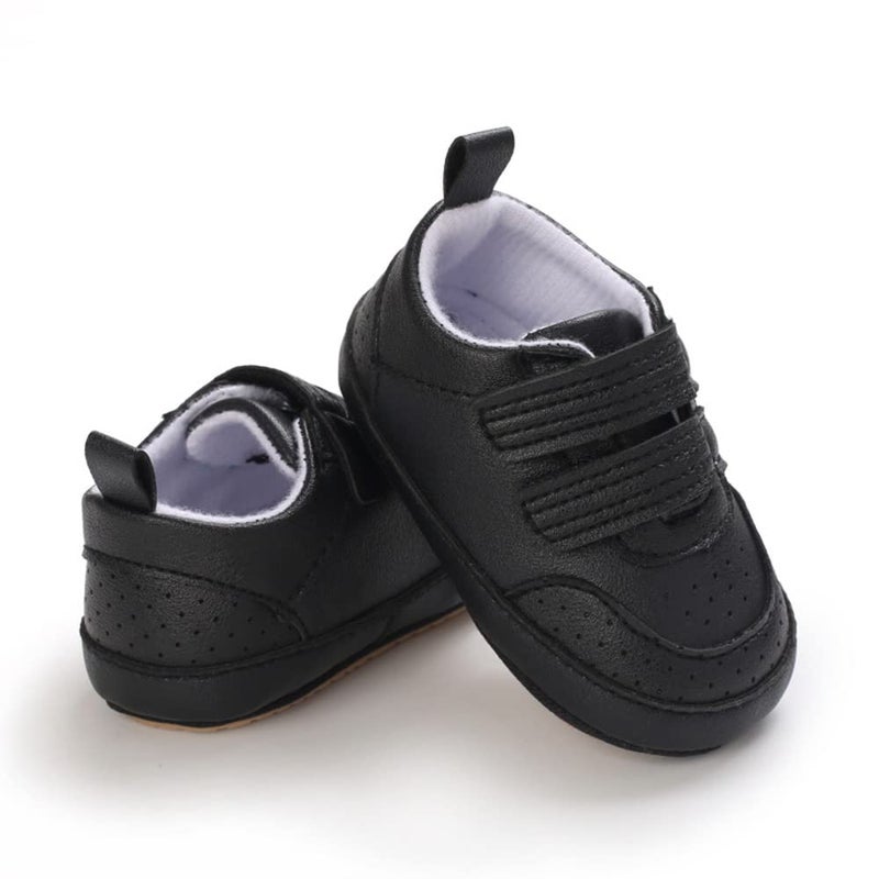 Clowora Baby Boys Girls Shoes Non-Slip Rubber Sole Sneakers Infant First Walking Toddler Crib Shoes Newborn Loafers Flats. (08/Black,12-18 Months) - Image 5