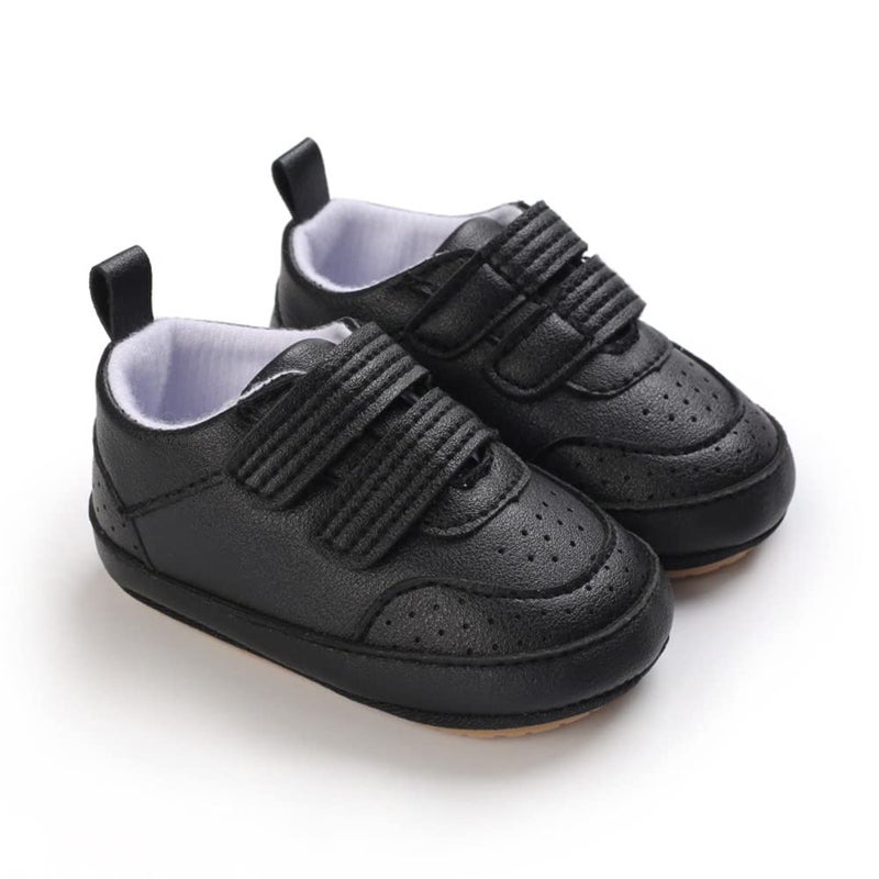 Clowora Baby Boys Girls Shoes Non-Slip Rubber Sole Sneakers Infant First Walking Toddler Crib Shoes Newborn Loafers Flats. (08/Black,12-18 Months) - Image 4
