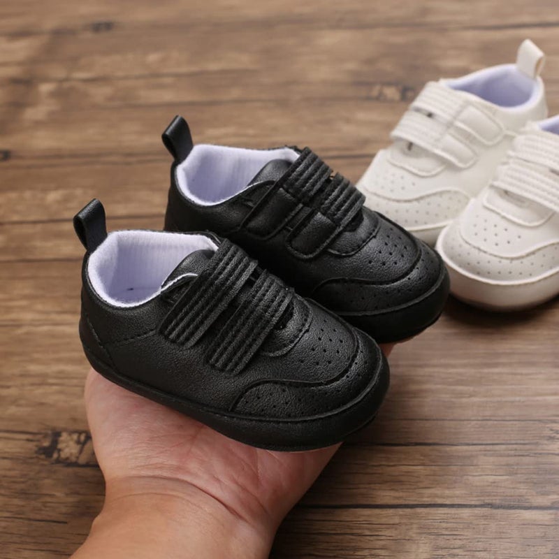 Clowora Baby Boys Girls Shoes Non-Slip Rubber Sole Sneakers Infant First Walking Toddler Crib Shoes Newborn Loafers Flats. (08/Black,12-18 Months) - Image 2