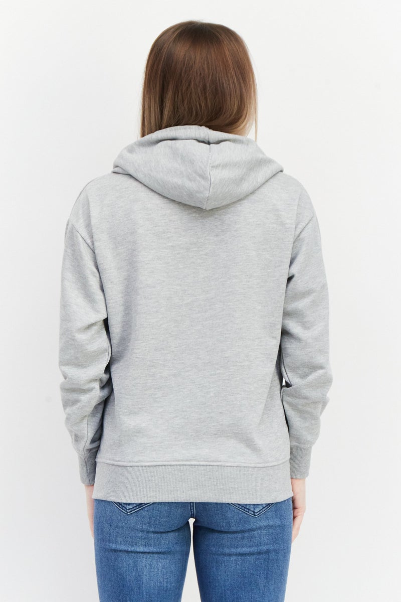 Marilyn Monroe Women Hooded Printed Long Sleeve Sweatshirts, Grey - Image 3