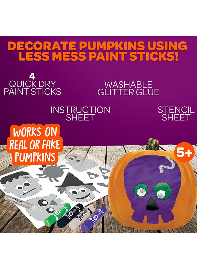 Crayola طقم تزيين اليقطين بدون نحت مع عصي الطلاء، مجموعة طلاء أقل فوضى للأطفال، هدية - Image 3