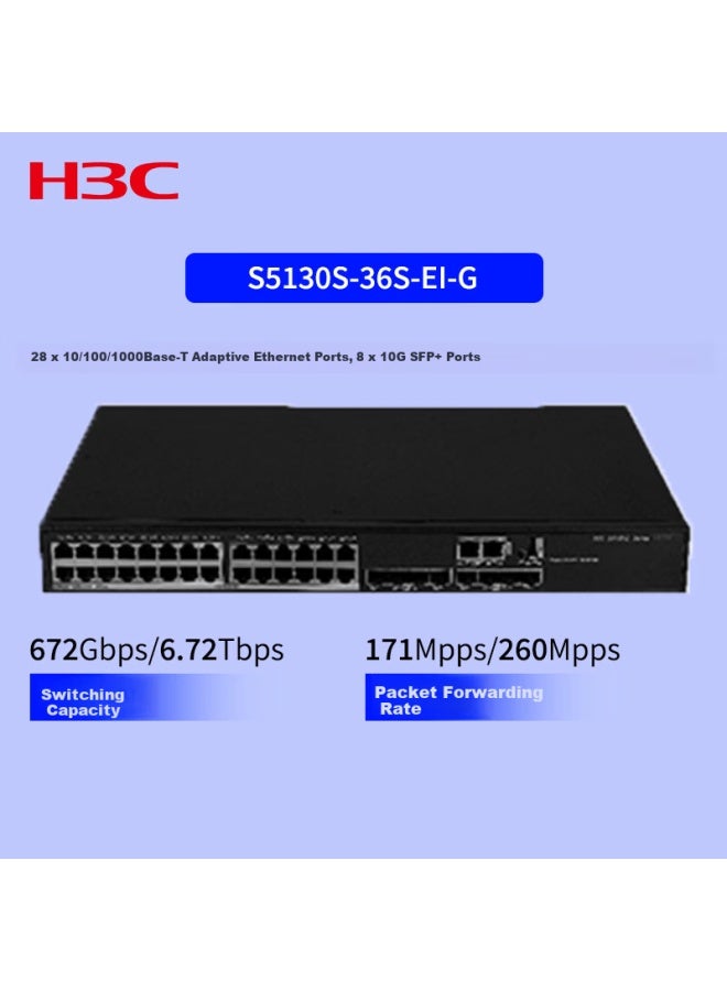 H3c S5130s-36s-ei-g 28-port Gigabit Ethernet + 8-port 10g Optical Domestic Enterprise-level Core Layer 3 Rack-mount Switch With 1 10g Multimode Optical Module - Image 1