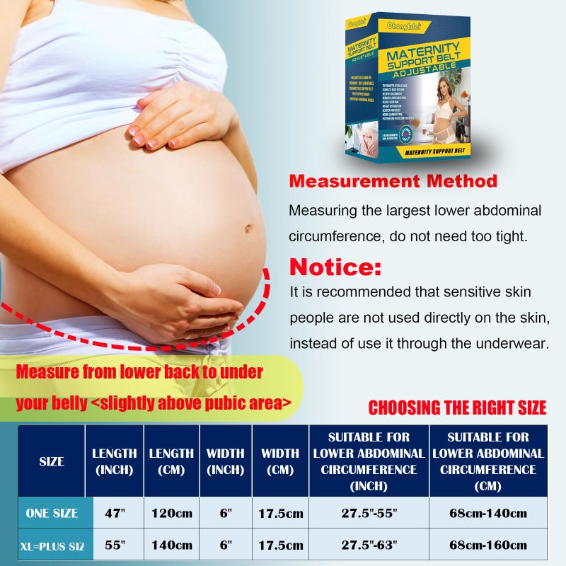 Chongerfei حزام الحمل تشونغ إرفي لدعم الظهر والبطن - يخفف آلام الظهر والحوض والورك (بيج، مقاس واحد) - Image 5