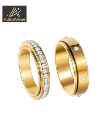 Stackable 2 - Piece Rotating Stress - Relieving Titanium Steel Gold - Plated Ring Set for woman girls - pzsku/Z3AD254E5B838A786DB63Z/45/1747719438/29bc0990-2de6-4c4e-ae06-32ee63ad4b66