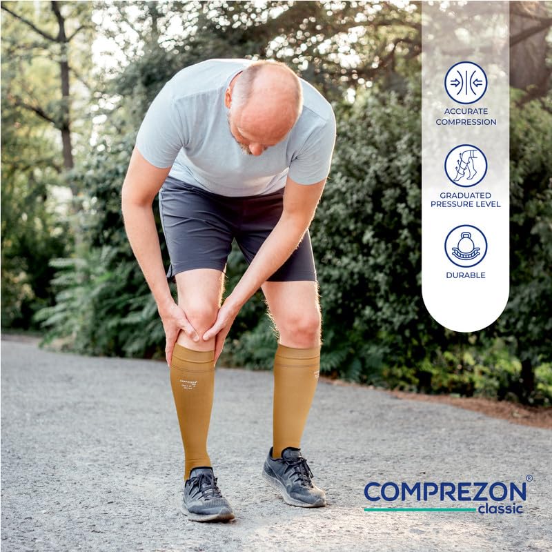 COMPREZON Classic Lycra Medical Compression Stockings | Class 1 Compression | Below Knee Length | Pain Relief & Swelling Reduction | Compression Socks for Men and Women | Varicose Veins Stockings - Image 3