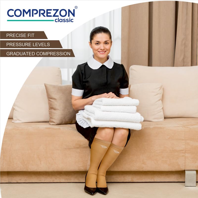 COMPREZON Classic Lycra Medical Compression Stockings | Class 1 Compression | Below Knee Length | Pain Relief & Swelling Reduction | Compression Socks for Men and Women | Varicose Veins Stockings - Image 4