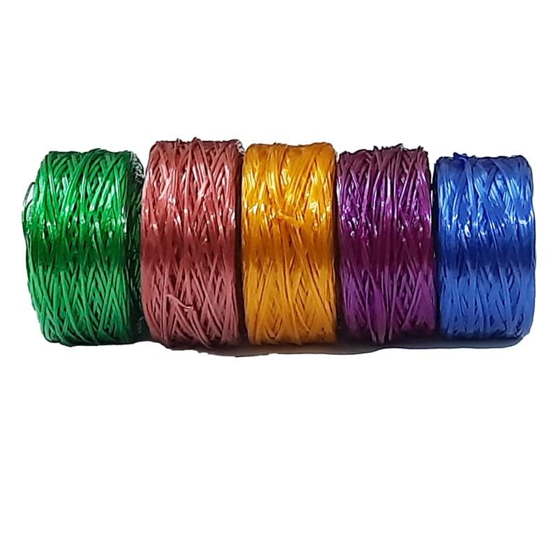 Multi-Color Plastic Rassi Sutli Dori Thread Cord Rope, 5 Bundles, 50 Grams Each, for Packing, Tying Plants, Binding 
