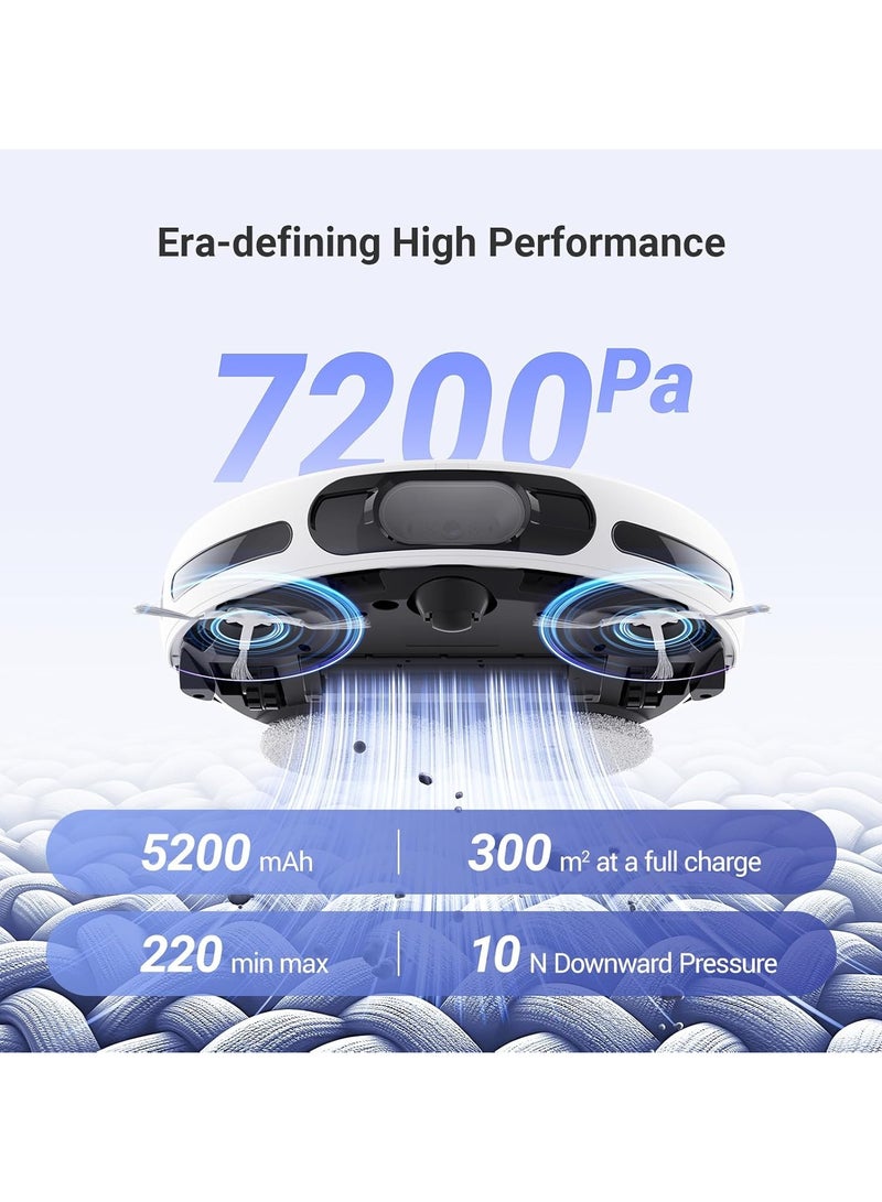 إيزفيز مكنسة كهربائية روبوتية RS20 Pro، محطة واحدة متعددة الأغراض، 7200 باسكال، غسيل ممسحة بالماء الساخن، تجفيف ذاتي بالهواء الساخن، إفراغ ذاتي، إعادة تعبئة ذاتية، صديقة للحيوانات الأليفة، اكتشاف السجاد، تجنب العوائق بالذكاء الاصطناعي، أبيض - Image 3