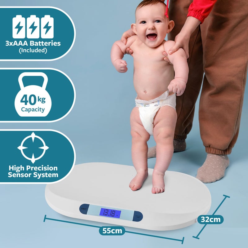 Smart Weigh Digital Baby Scale Infant Scale for Weighing Pet Scale for Puppy and Cat Accurate Digital Scale in Pounds Ounces Kilograms Holds Up to 44 Lbs Multi-Function with Hold Function - Image 3