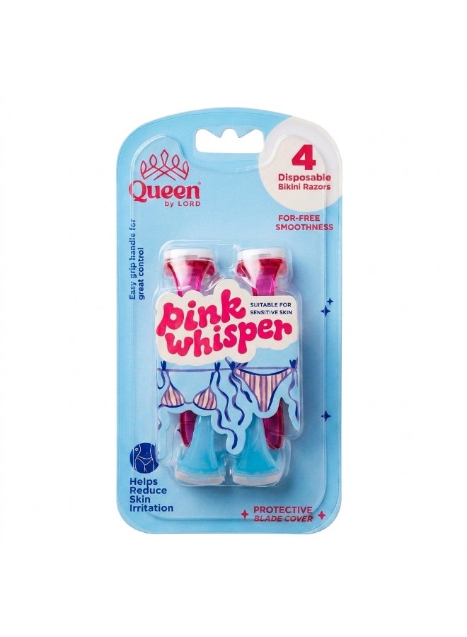 Queen by LORD - Pink Whisper Disposable Bikini Razors - 4 Pieces - Image 1