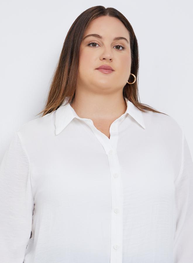 Styli Plus Size White Long Sleeve Shirt - Image 4