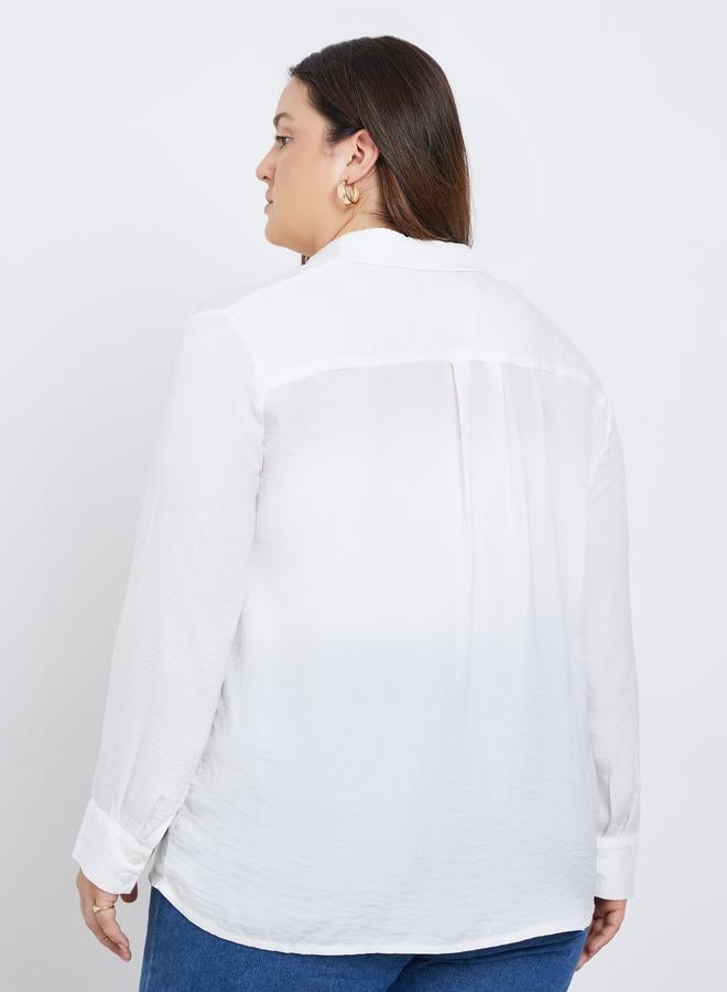 Styli Plus Size White Long Sleeve Shirt - Image 5