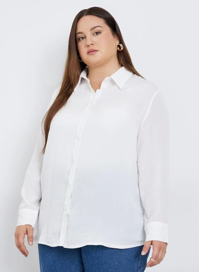 Styli Styli Plus Size White Long Sleeve Shirt