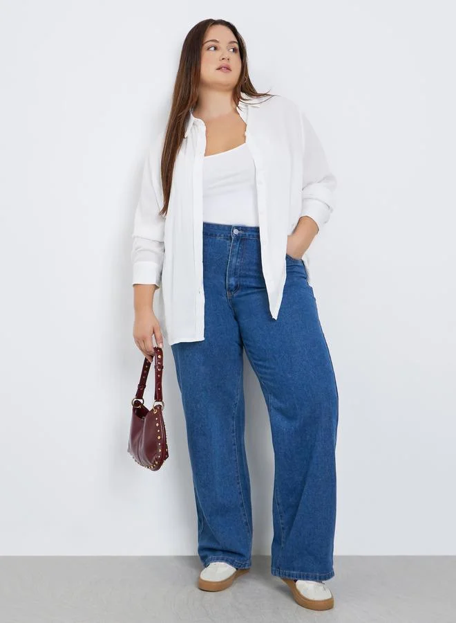 Styli Styli Plus Size White Long Sleeve Shirt