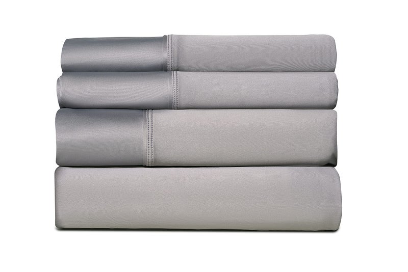 SHEEX Active Comfort Cooling Sheets Set KingCalifornia King Pewter Moisture Wicking 1 Flat Cooling Sheet 1 Fitted Cooling Sheet 2 Cooling Pillow Covers Wrinkle Free Sleep Aid