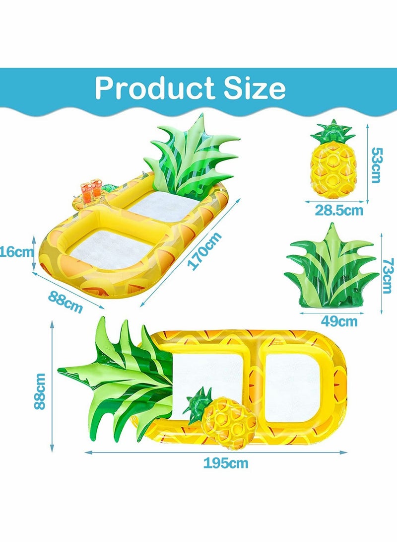 Excefore Pool Inflatable Floats Adult, Giant Pineapple Inflatable Pool Floats With Cup Holder,170 CM Beach Floaties Lounge Luxury Recliner - Image 4