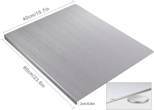 OTAVILEM Cutting Board for Kitchen, Food Grade Stainless Steel Cutting Board with Lip, Metal Chopping Board for Meat, Fruits, Vegetables, Bread, and Baking (60 x 40cm/23.6 x 15.7 in) - Image 3