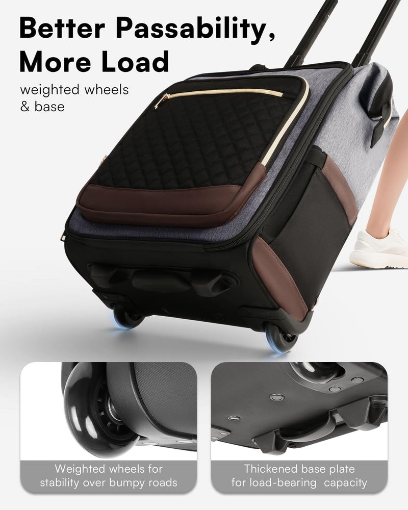 Arcoyard Rolling Backpack for Women, Travel Backpack with Wheels, Vertical Storage Wheeled Laptop Backpack, Underseat Carry on Luggage for College Business Work, Stylish Rolling Laptop Bag, Grey Brown - Image 5