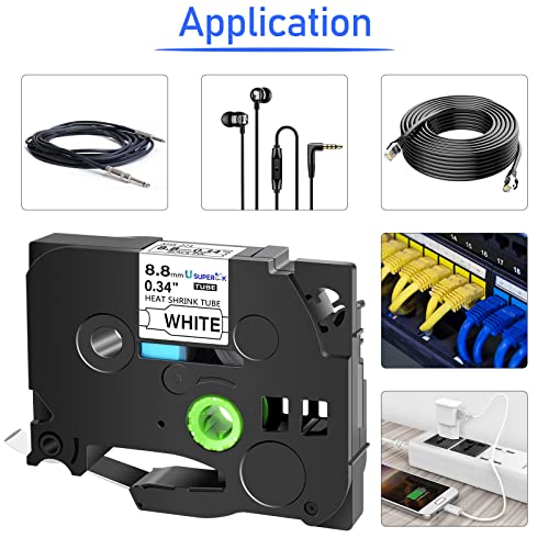 SuperInk USUPERINK 5 PK Compatible for Brother Ptouch HSe-221 HSe221 HS-221 HS221 8.8mm Black on White Heat Shrink Tube Label Tape use in PT-D210 PT-D400 PT-E300 PT-E500 PT-P750WVP Label Maker (0.34''x 4.92ft) - Image 5