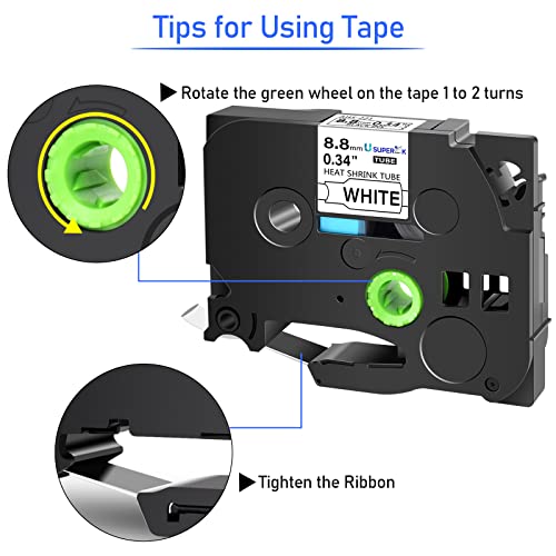 SuperInk USUPERINK 5 PK Compatible for Brother Ptouch HSe-221 HSe221 HS-221 HS221 8.8mm Black on White Heat Shrink Tube Label Tape use in PT-D210 PT-D400 PT-E300 PT-E500 PT-P750WVP Label Maker (0.34''x 4.92ft) - Image 4