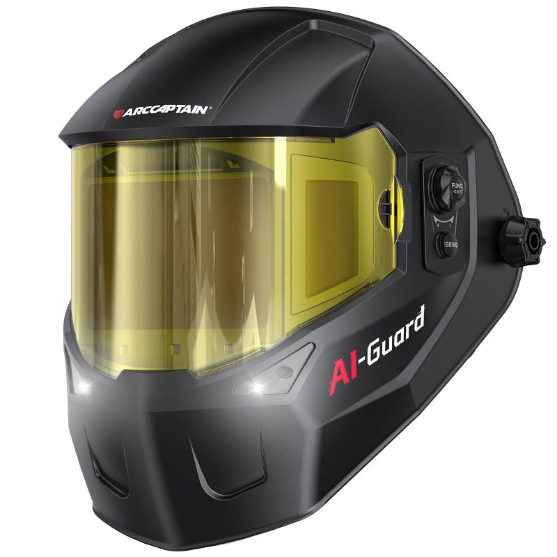 ARCCAPTAIN Intelligent Auto-Shade Welding Helmet, 180Â° Panoramic Auto-Darkening Hood with Internal Display, True Color 1/1/1/1, Memory & Gradient, Built-in LED Light for TIG/MIG/Stick/Cut/Grind - Image 1