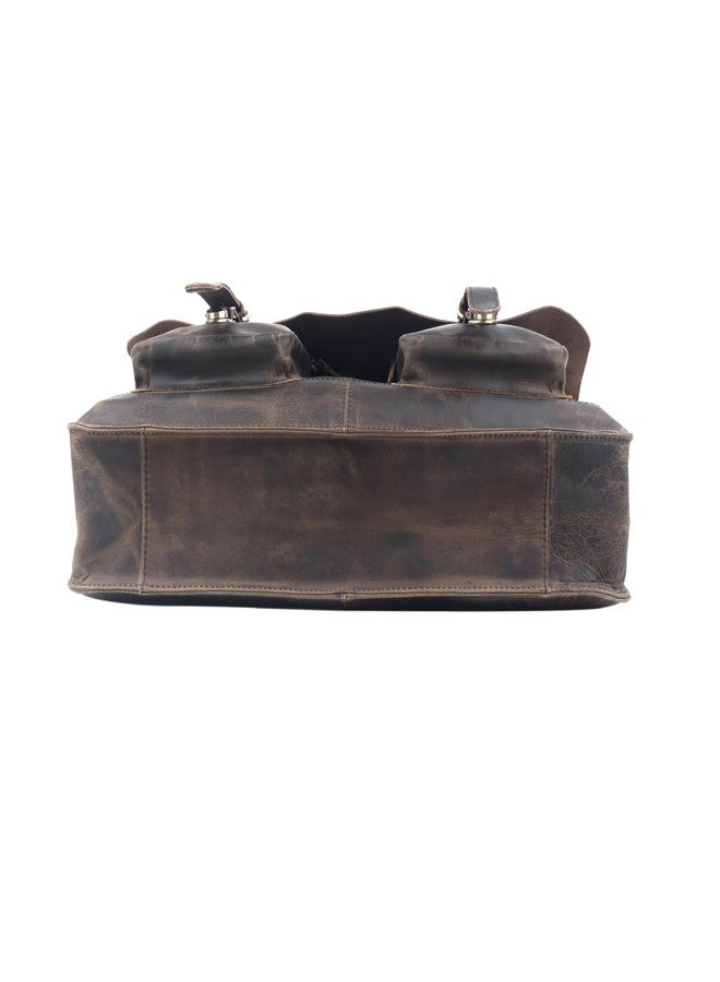 Tuzech Genuine Retro Buffalo Hunter Leather Laptop Messenger Bag Office Briefcase College Bag Leather Bag for Men and Women Brown Color (16 Inches) - Image 3