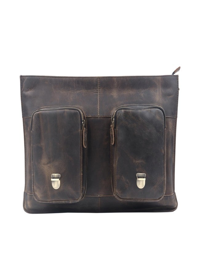 Tuzech Genuine Retro Buffalo Hunter Leather Laptop Messenger Bag Office Briefcase College Bag Leather Bag for Men and Women Brown Color (16 Inches) - Image 4