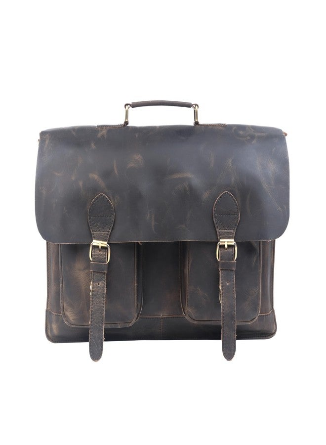 Tuzech Genuine Retro Buffalo Hunter Leather Laptop Messenger Bag Office Briefcase College Bag Leather Bag for Men and Women Brown Color (16 Inches) - Image 1