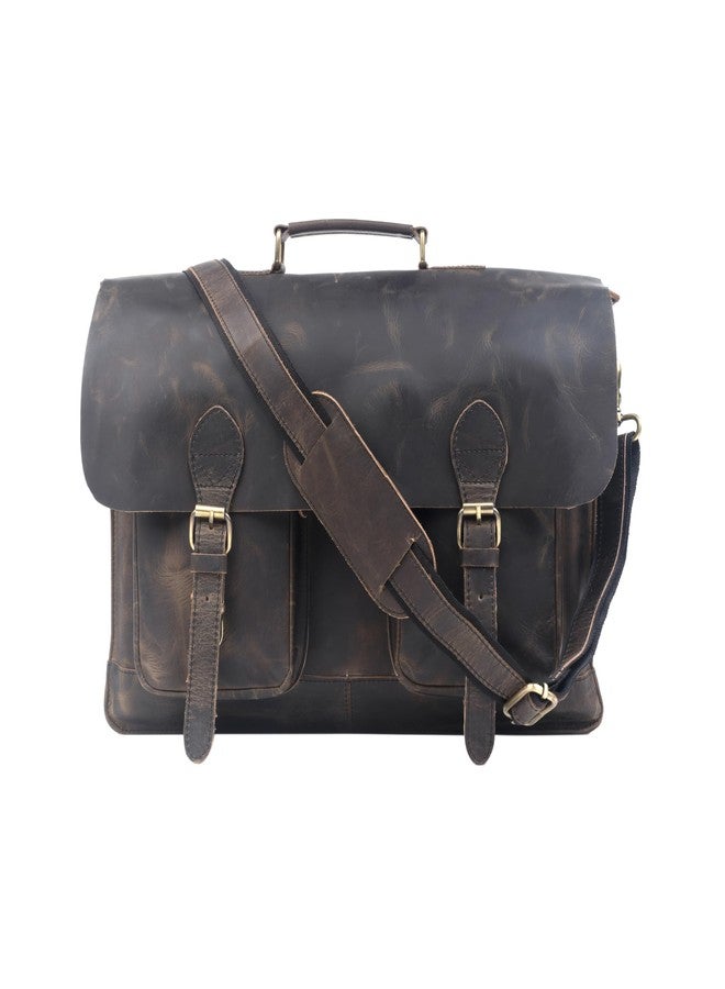 Tuzech Genuine Retro Buffalo Hunter Leather Laptop Messenger Bag Office Briefcase College Bag Leather Bag for Men and Women Brown Color (16 Inches) - Image 5