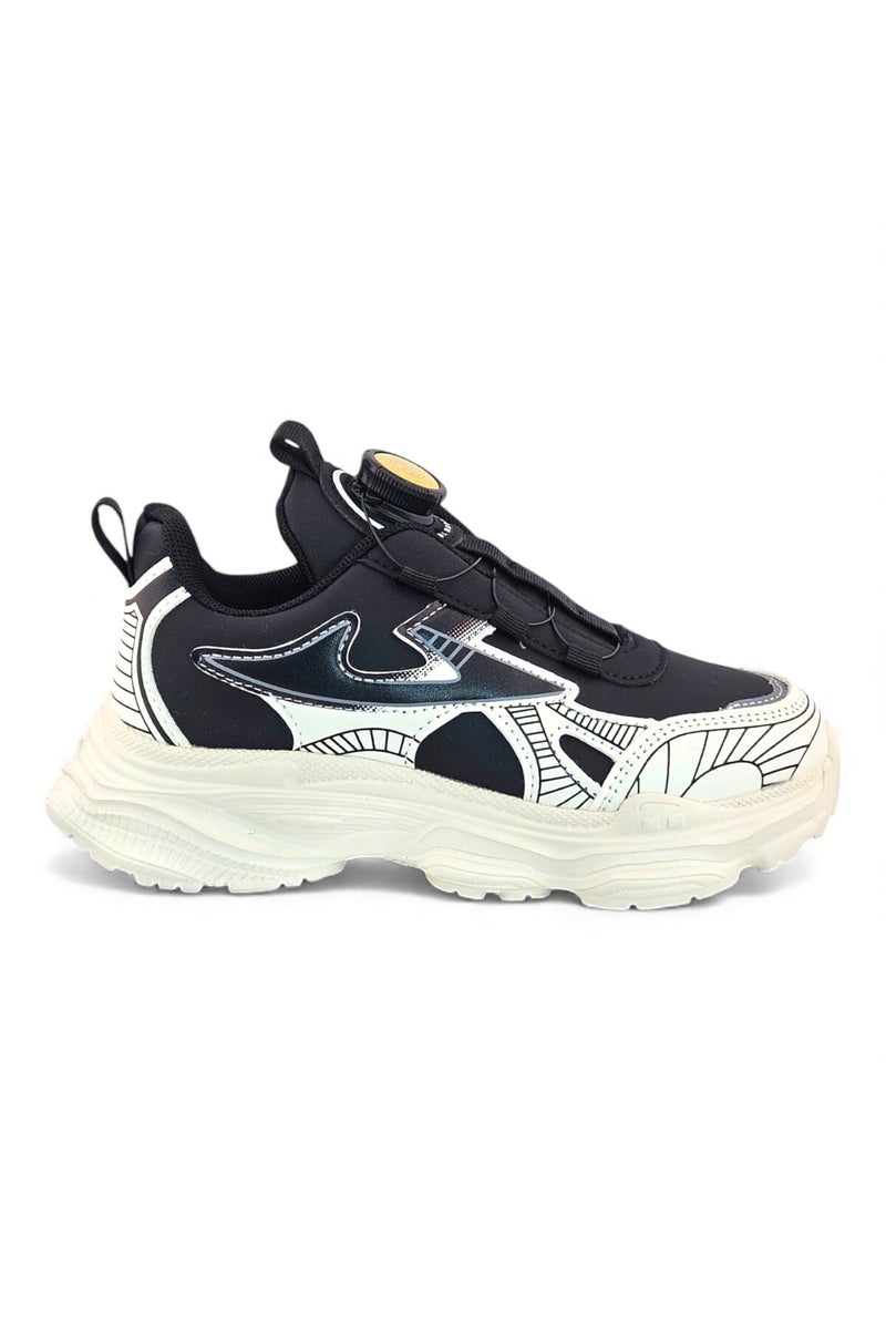 Feet First Bolt Flow Kids Lightweight Sports Sneakers 86-894-04 Black/Beige - Image 1