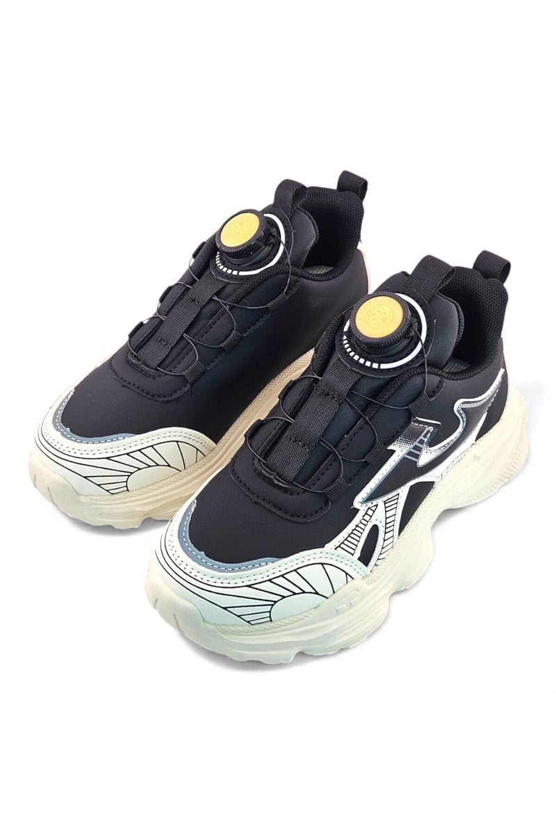 Feet First Bolt Flow Kids Lightweight Sports Sneakers 86-894-04 Black/Beige - Image 3