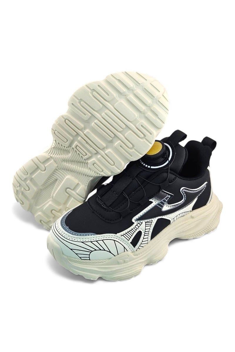 Feet First Bolt Flow Kids Lightweight Sports Sneakers 86-894-04 Black/Beige - Image 4